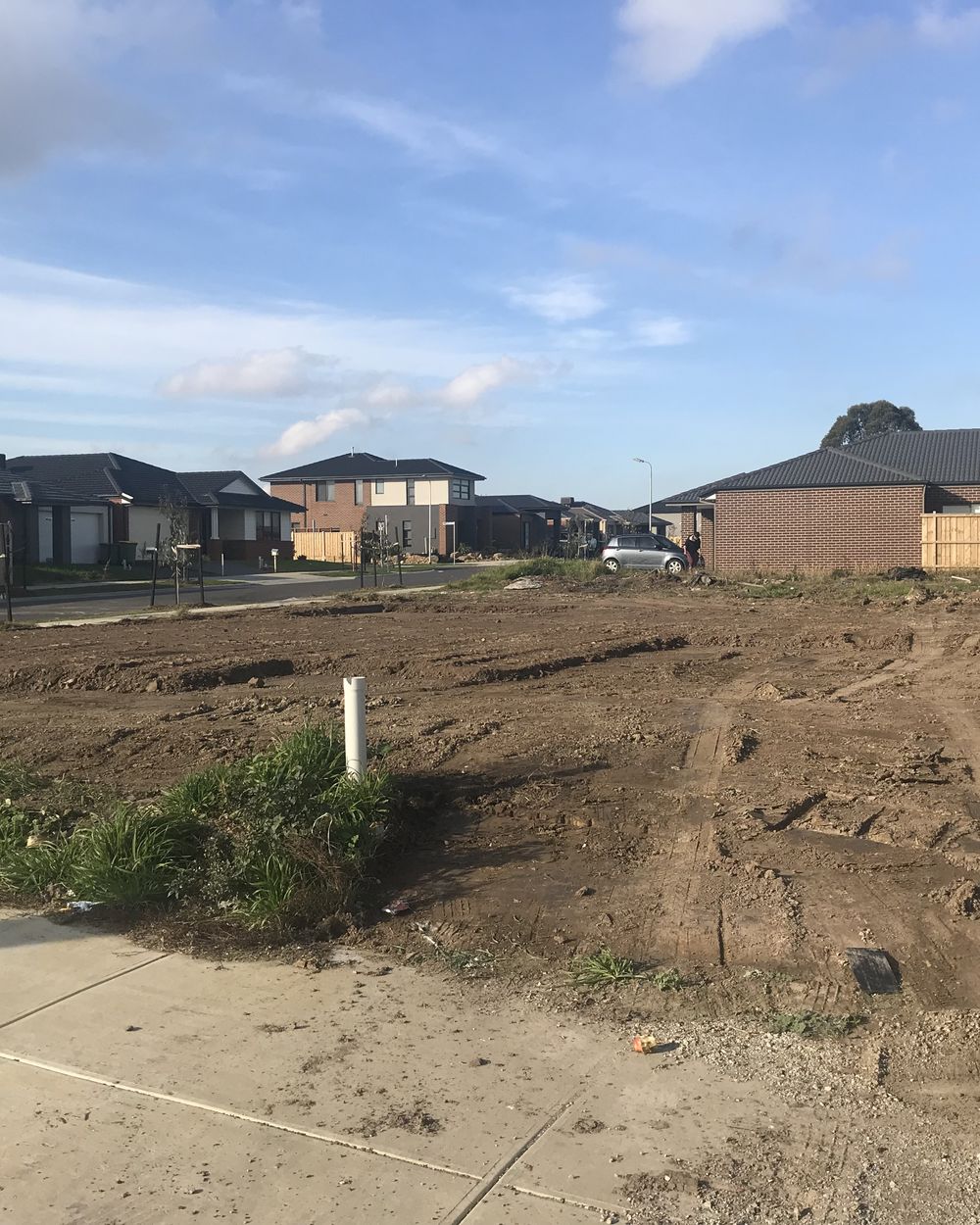 Sandy Road build in progress, cleared block before setout, jun 2018